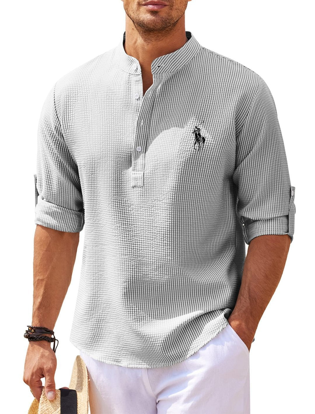 🔥Men's Pineapple Loose  Stand Collar Cardigan
