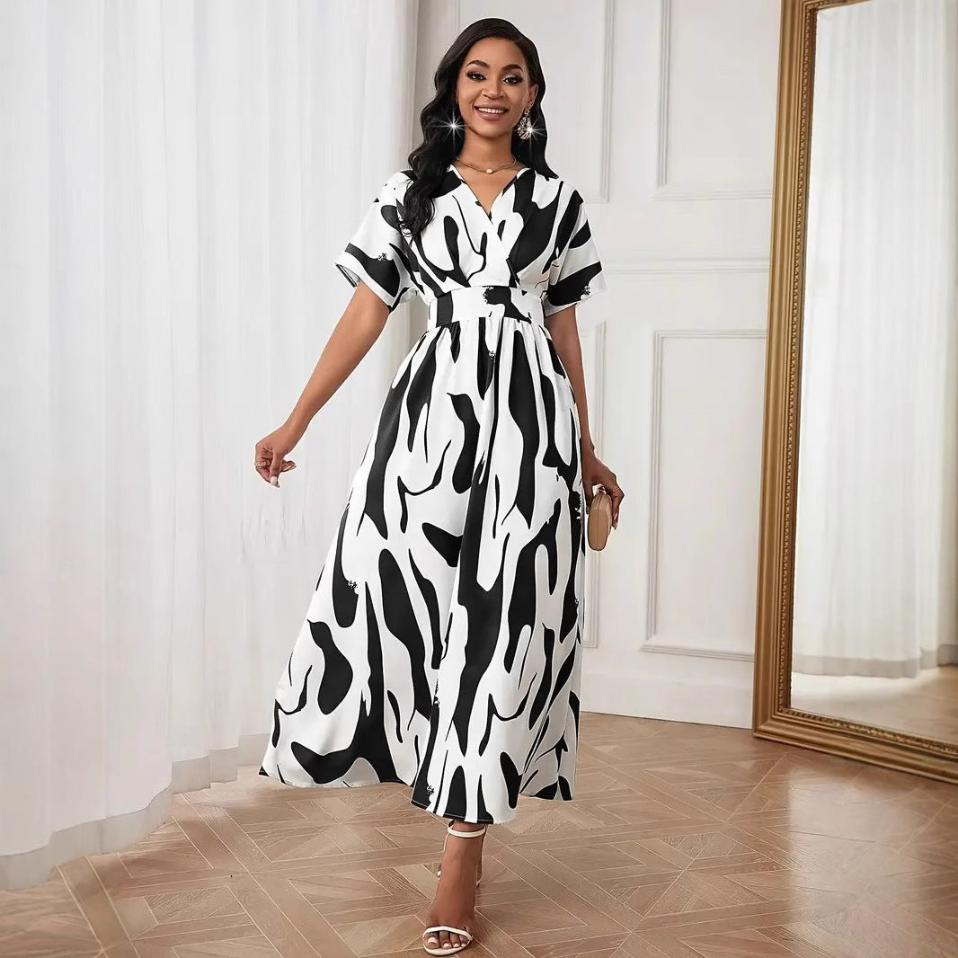 2025 Printed Fashion A-Line Women's Stylish Dress
