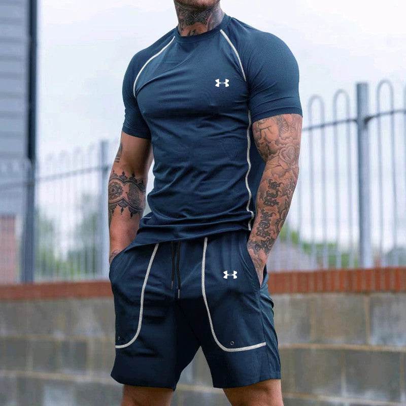 Sports and leisure breathable loose T-shirt shorts 2-piece set