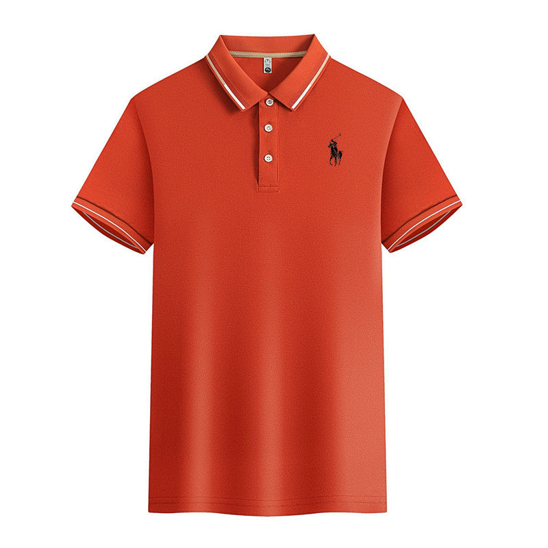 Men's fashion Leisure casual ice silk polo shirt lapel shirt short sleeve