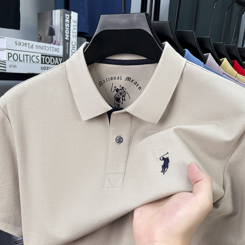 Men's Collared Leisure Pure Cotton High-end Polo Shirt with Short Sleeves