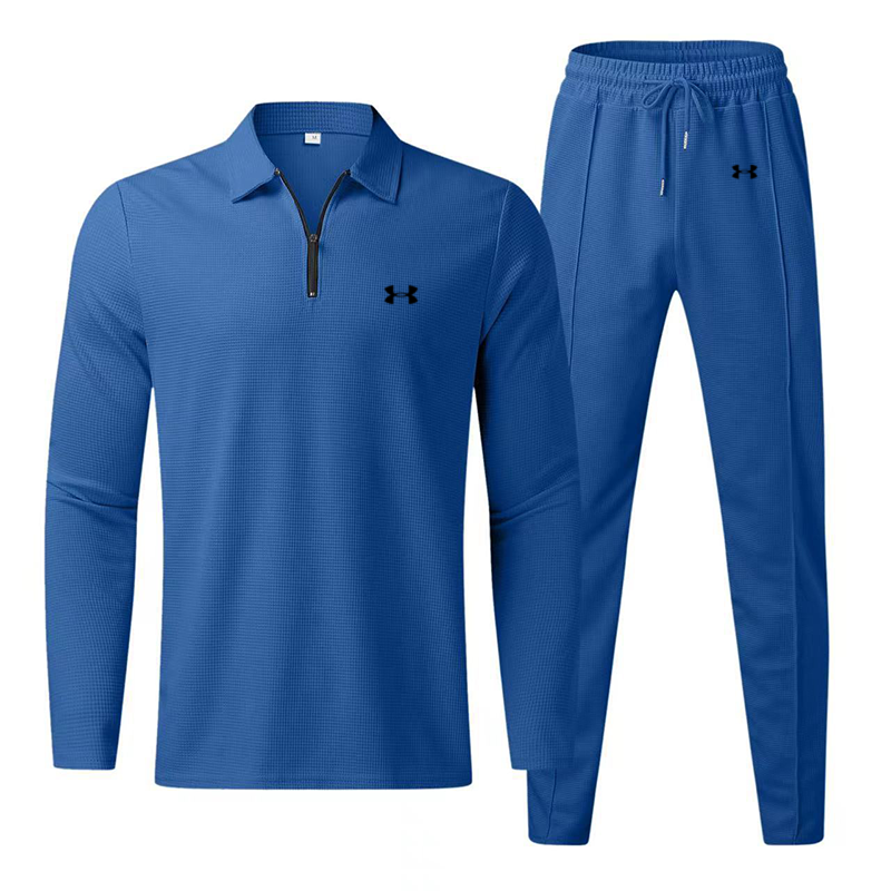 Men's Cotton Solid Color Small Label Waffle Casual Sports Base Suit