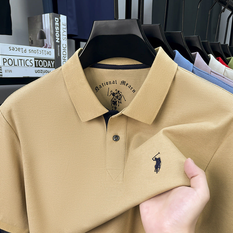 Men's Collared Leisure Pure Cotton High-end Polo Shirt with Short Sleeves