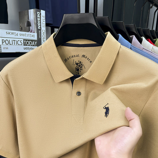 Men's Collared Leisure Pure Cotton High-end Polo Shirt with Short Sleeves