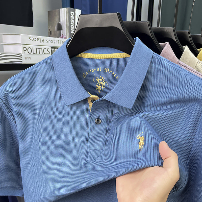 Men's Collared Leisure Pure Cotton High-end Polo Shirt with Short Sleeves