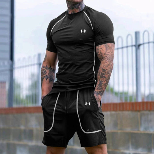 Sports and leisure breathable loose T-shirt shorts 2-piece set