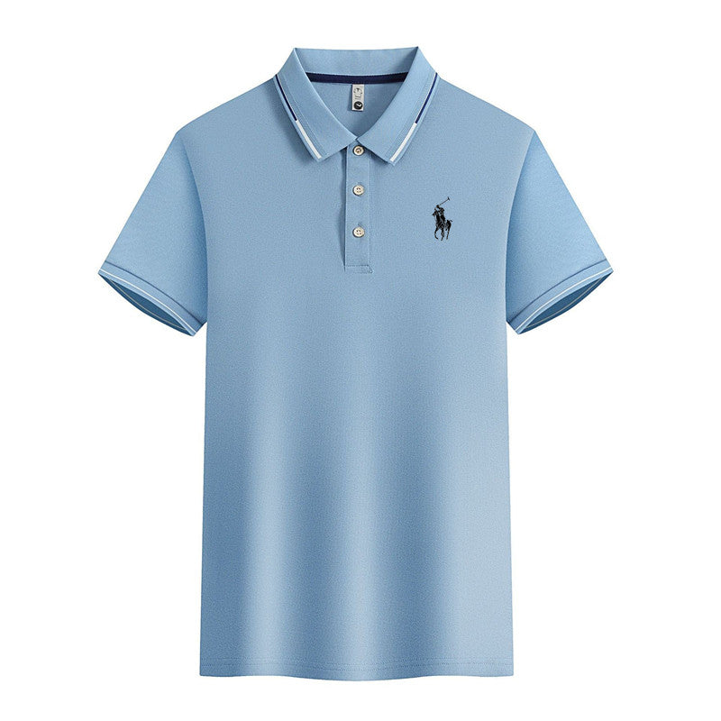 Men's fashion Leisure casual ice silk polo shirt lapel shirt short sleeve