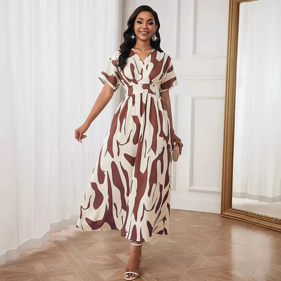 2025 Printed Fashion A-Line Women's Stylish Dress