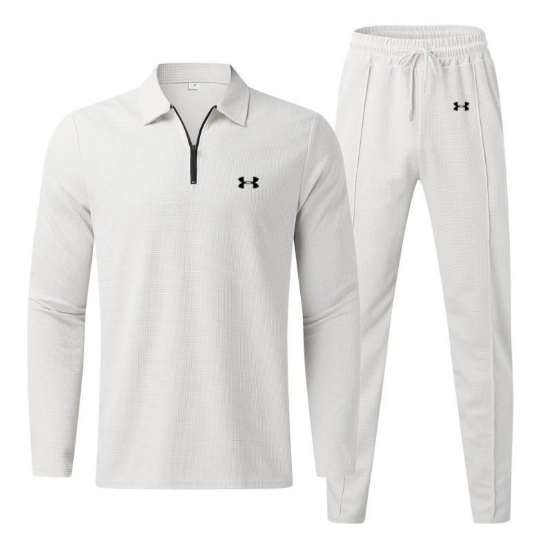 Men's Cotton Solid Color Small Label Waffle Casual Sports Base Suit