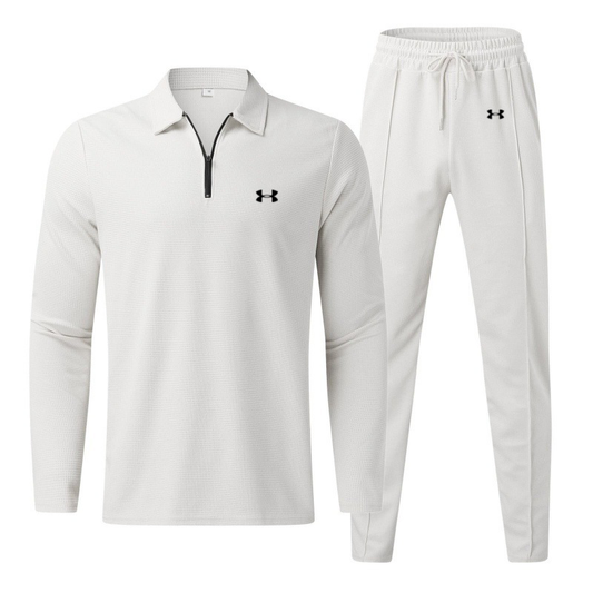 Men's Cotton Solid Color Small Label Waffle Casual Sports Base Suit