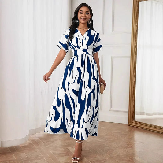 2025 Printed Fashion A-Line Women's Stylish Dress