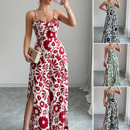 2025 Elegant Knot Patterned Short-Sleeved Wide Leg One-Piece Pants