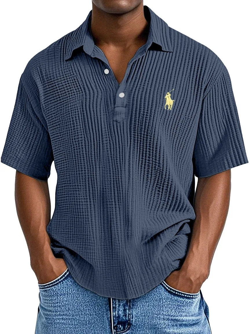 Men's Casual Comfort Textured Short Sleeve Shirt