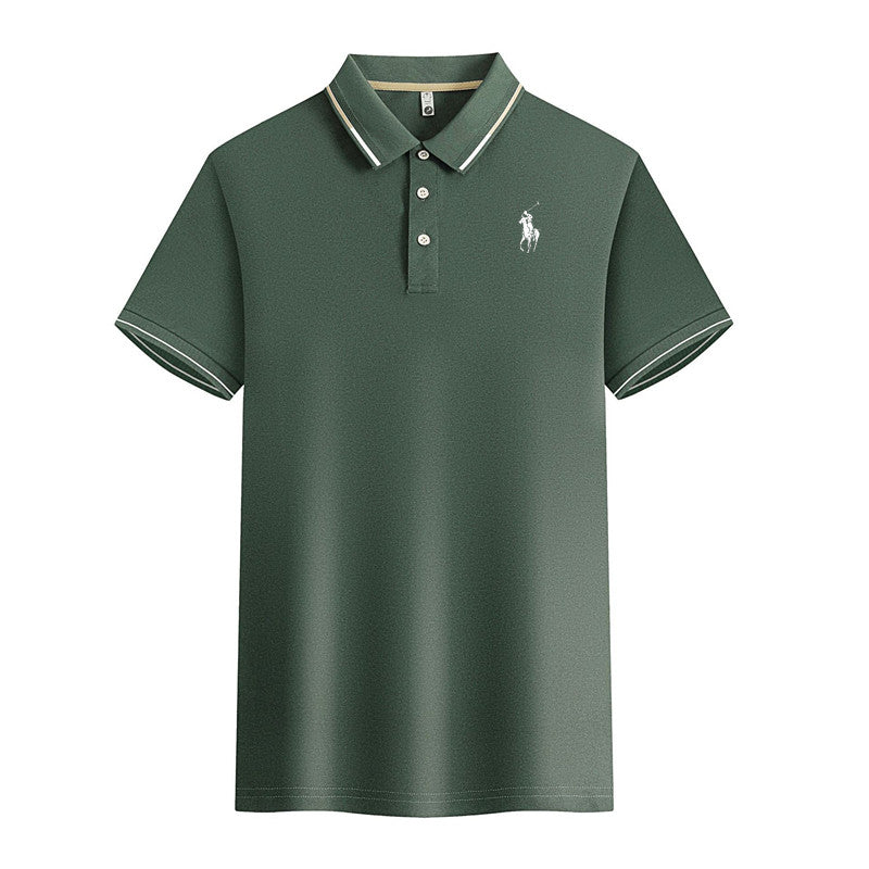 Men's fashion Leisure casual ice silk polo shirt lapel shirt short sleeve