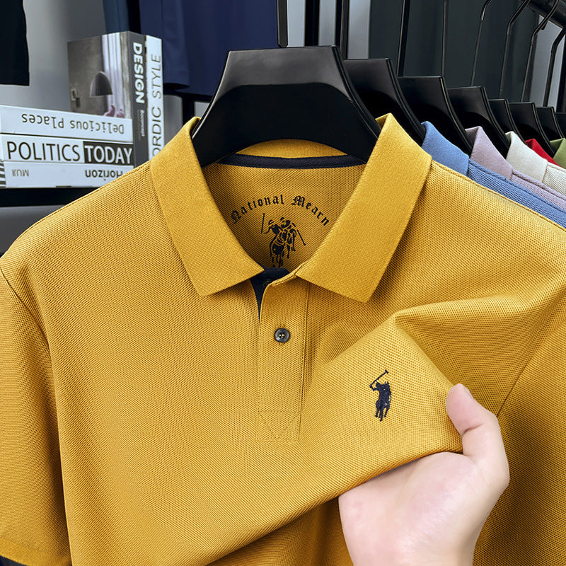 Men's Collared Leisure Pure Cotton High-end Polo Shirt with Short Sleeves