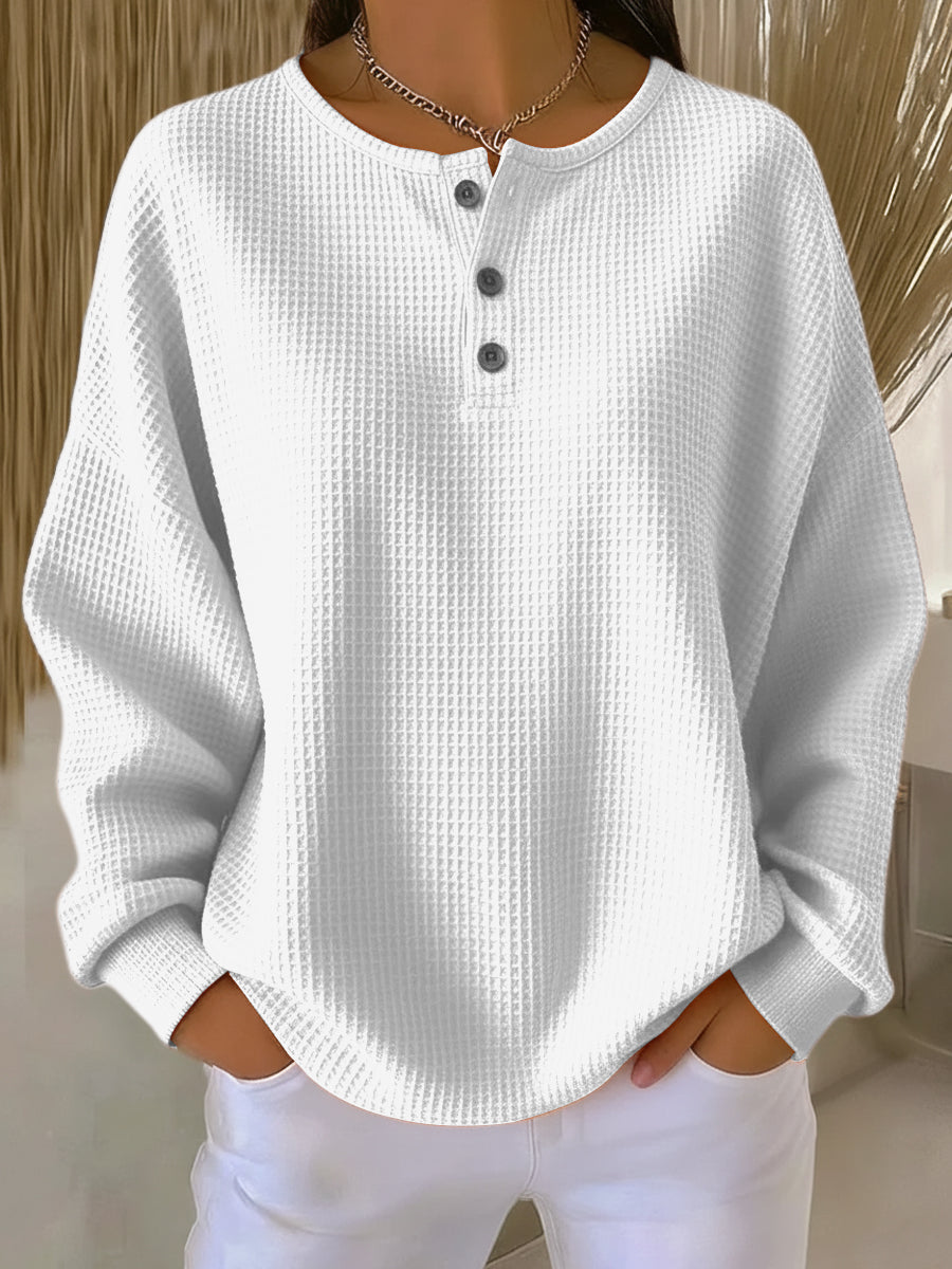 Casual cropped collar knit sweatshirt