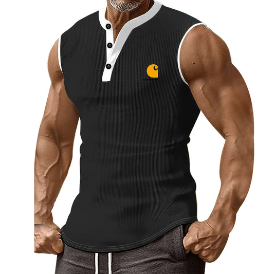 Summer new Slimming men's vest solid color trend sports casual men's vest