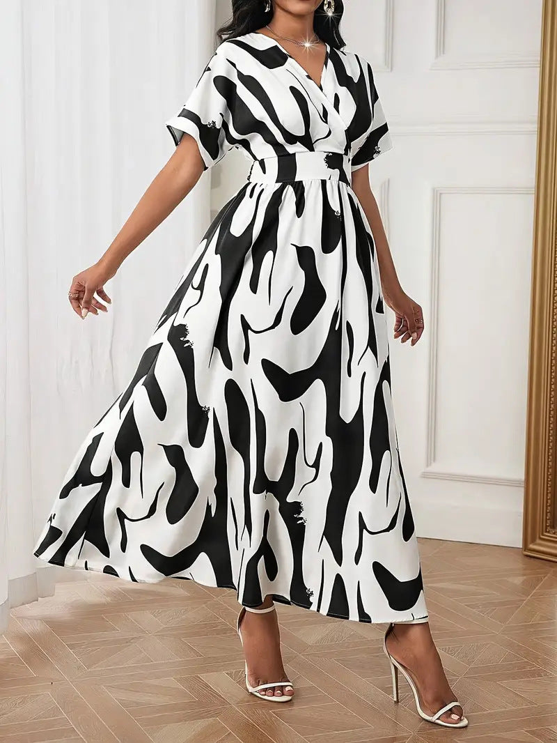 2025 Printed Fashion A-Line Women's Stylish Dress
