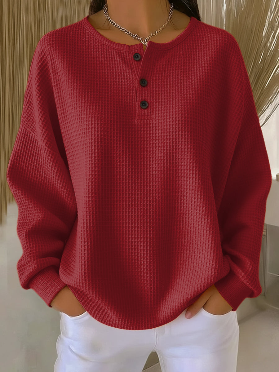 Casual cropped collar knit sweatshirt