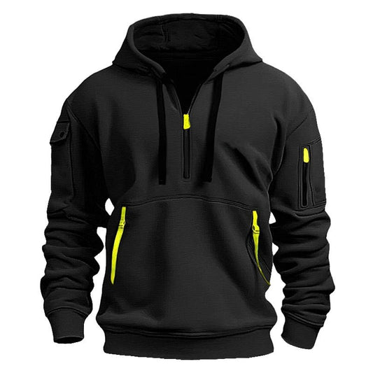 Hooded zipper model casual padded long sleeve sweater