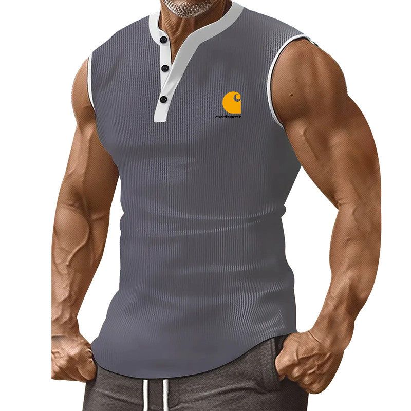 Summer new Slimming men's vest solid color trend sports casual men's vest