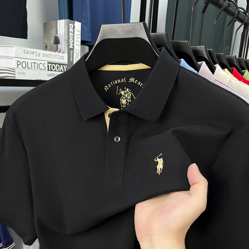Men's Collared Leisure Pure Cotton High-end Polo Shirt with Short Sleeves