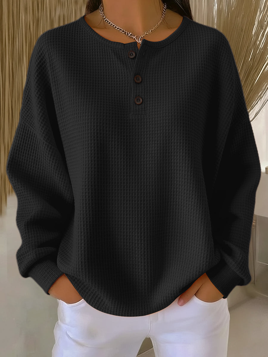 Casual cropped collar knit sweatshirt