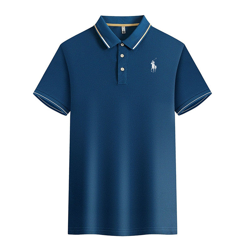 Men's fashion Leisure casual ice silk polo shirt lapel shirt short sleeve