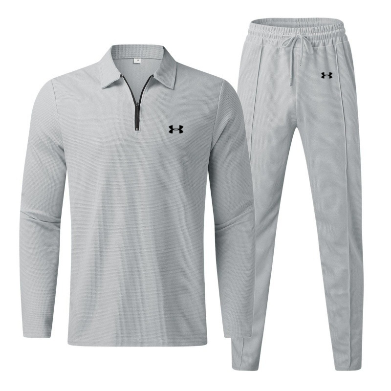 Men's Cotton Solid Color Small Label Waffle Casual Sports Base Suit