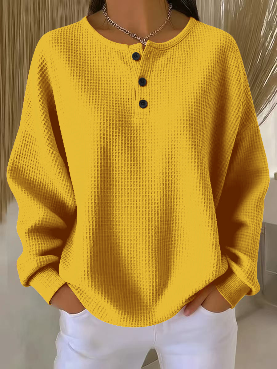 Casual cropped collar knit sweatshirt