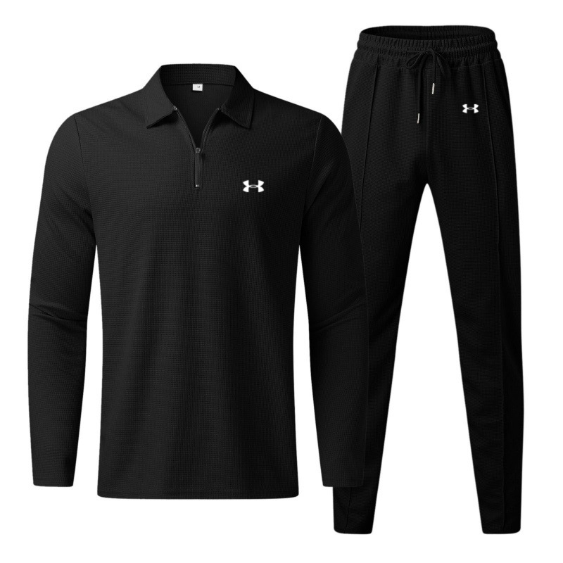 Men's Cotton Solid Color Small Label Waffle Casual Sports Base Suit