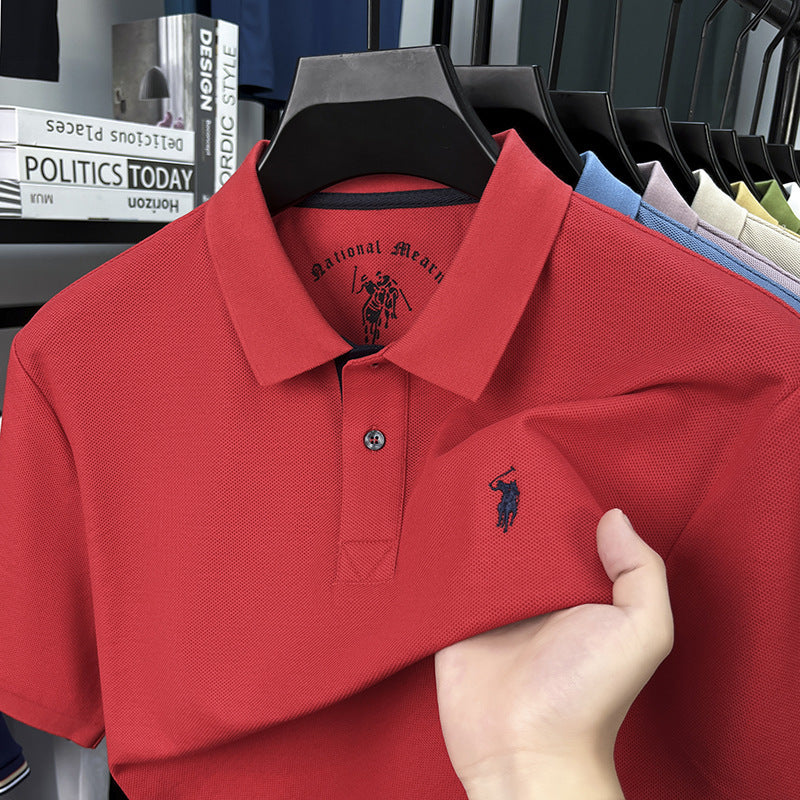 Men's Collared Leisure Pure Cotton High-end Polo Shirt with Short Sleeves