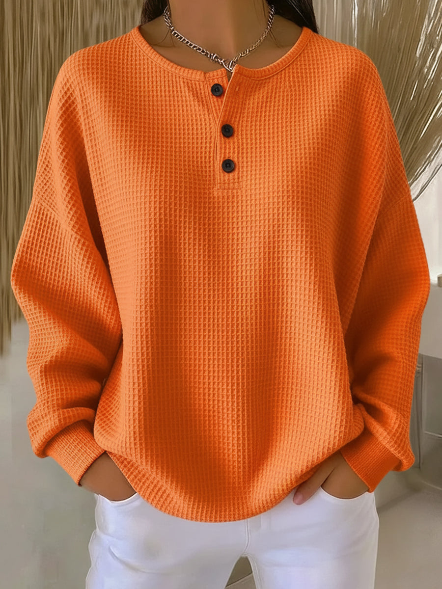 Casual cropped collar knit sweatshirt