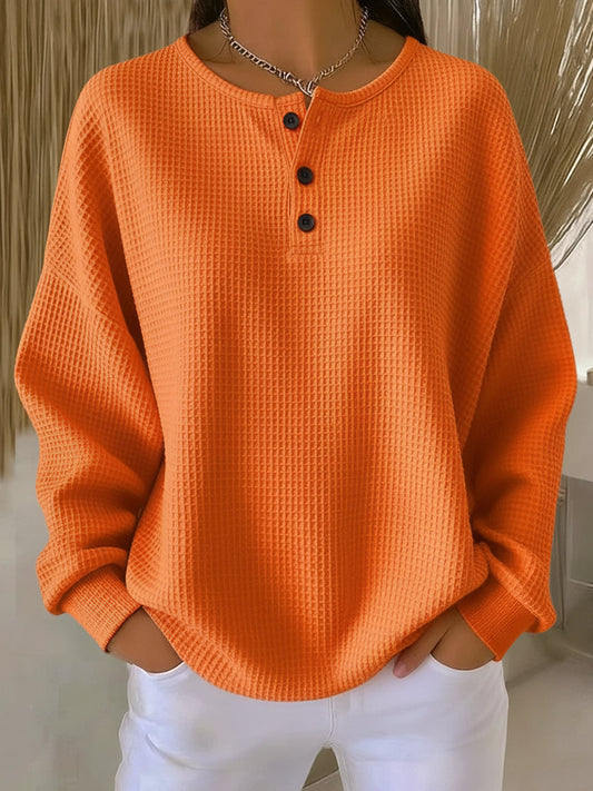 Casual cropped collar knit sweatshirt