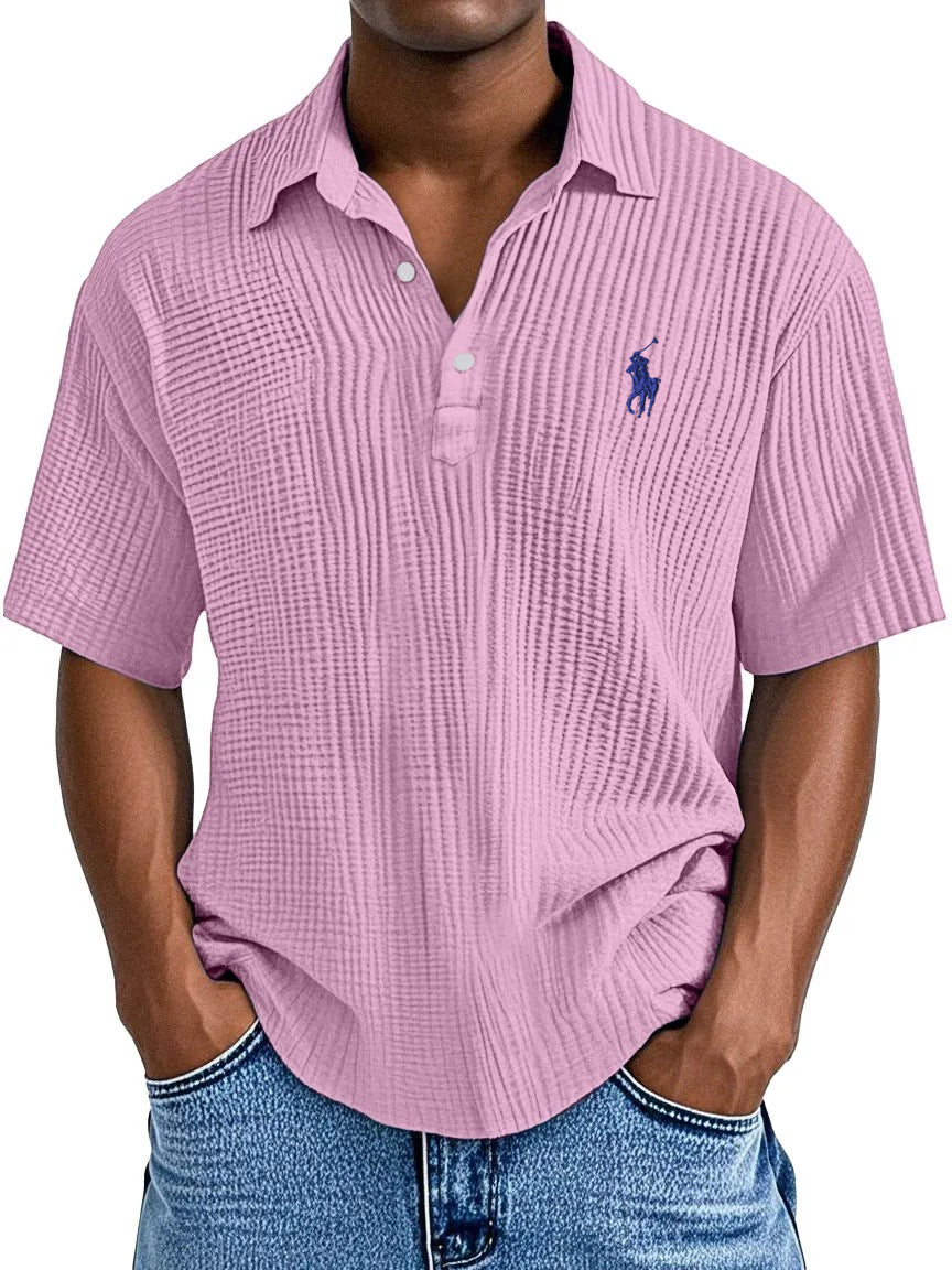 Men's Casual Comfort Textured Short Sleeve Shirt