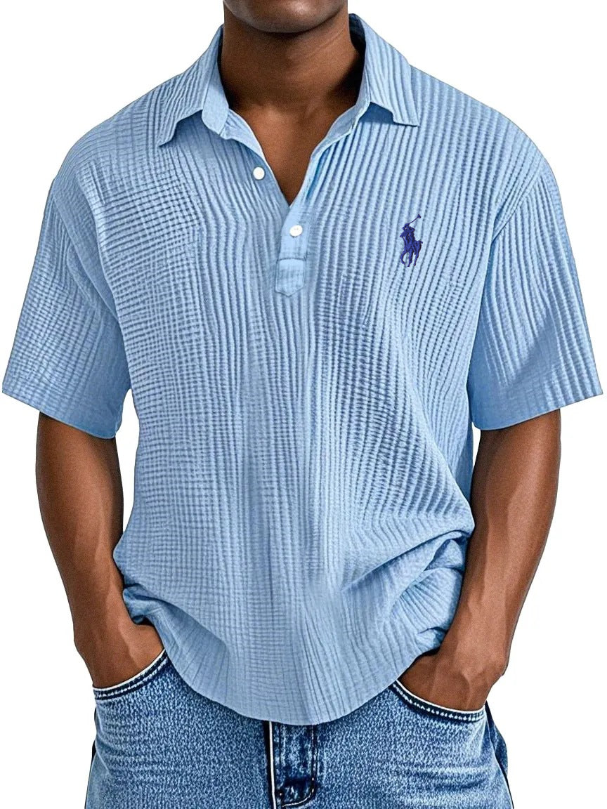 Men's Casual Comfort Textured Short Sleeve Shirt