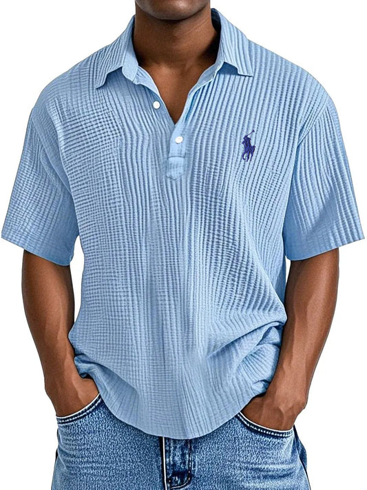 Men's Casual Comfort Textured Short Sleeve Shirt