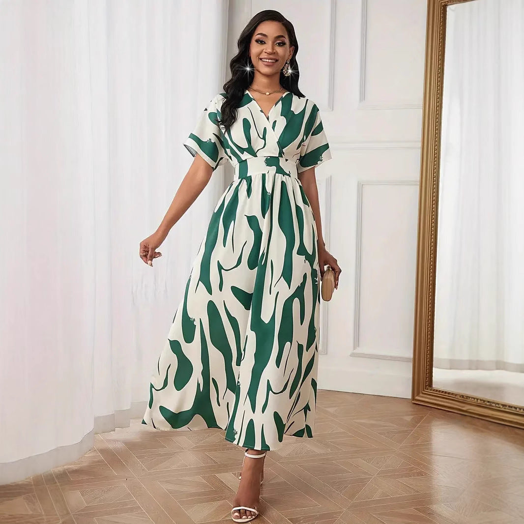 2025 Printed Fashion A-Line Women's Stylish Dress