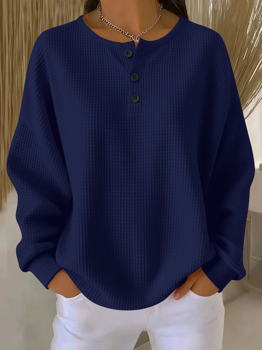 Casual cropped collar knit sweatshirt