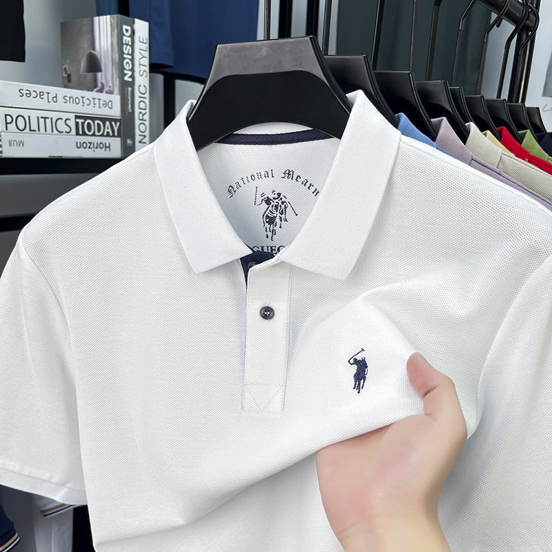 Men's Collared Leisure Pure Cotton High-end Polo Shirt with Short Sleeves