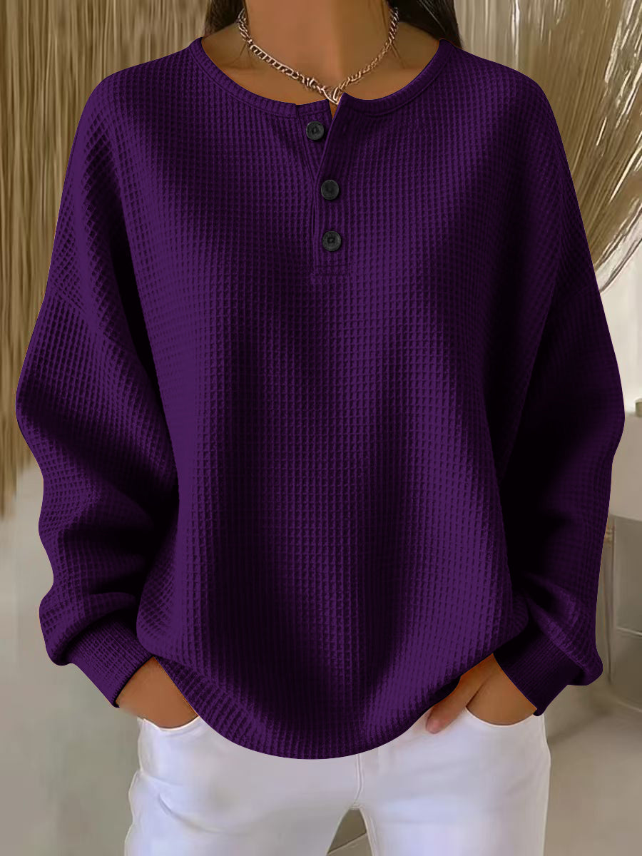 Casual cropped collar knit sweatshirt