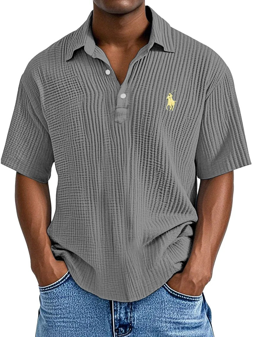 Men's Casual Comfort Textured Short Sleeve Shirt