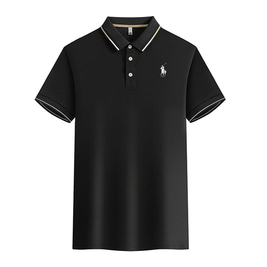 Men's fashion Leisure casual ice silk polo shirt lapel shirt short sleeve
