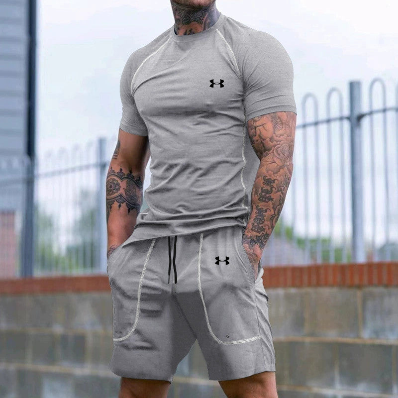 Sports and leisure breathable loose T-shirt shorts 2-piece set