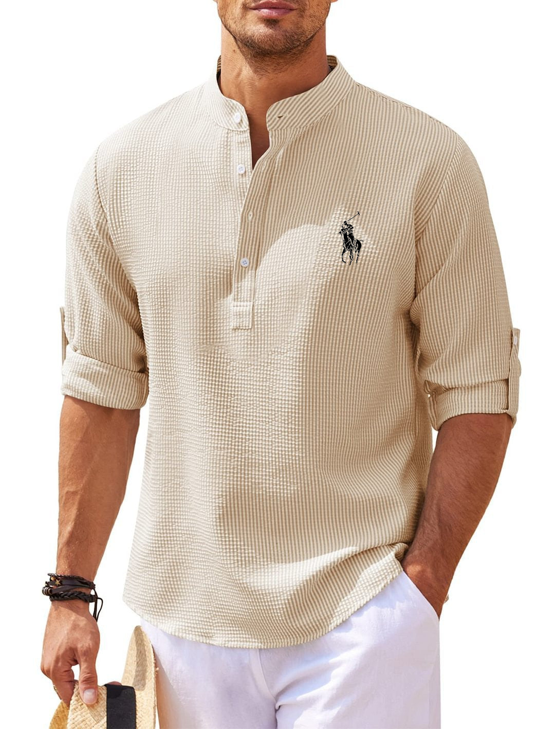 🔥Men's Pineapple Loose  Stand Collar Cardigan