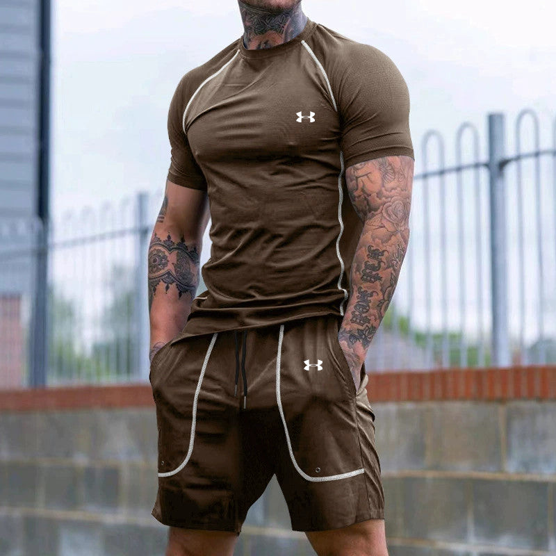 Sports and leisure breathable loose T-shirt shorts 2-piece set