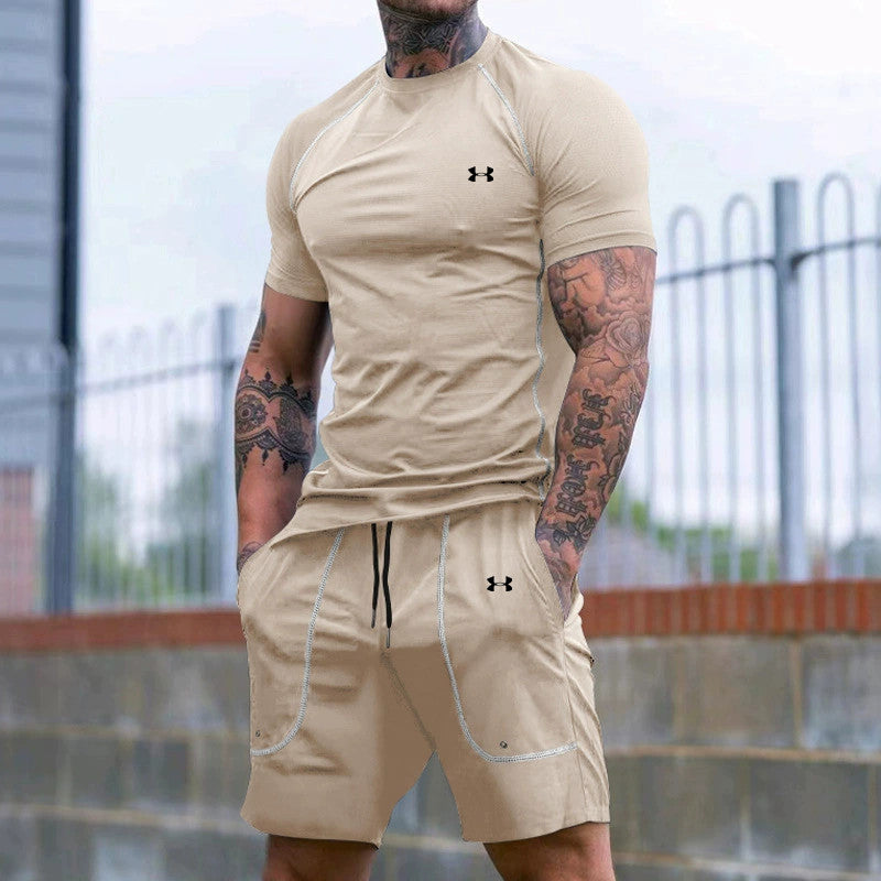 Sports and leisure breathable loose T-shirt shorts 2-piece set
