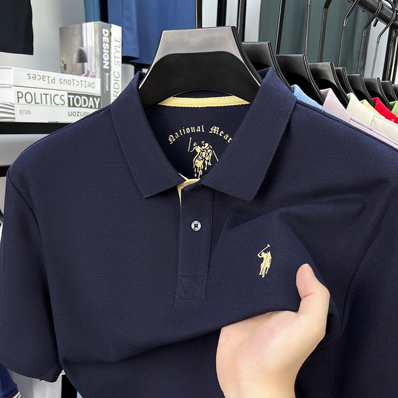 Men's Collared Leisure Pure Cotton High-end Polo Shirt with Short Sleeves