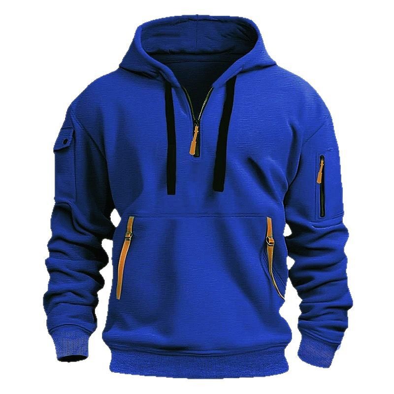 Hooded zipper model casual padded long sleeve sweater