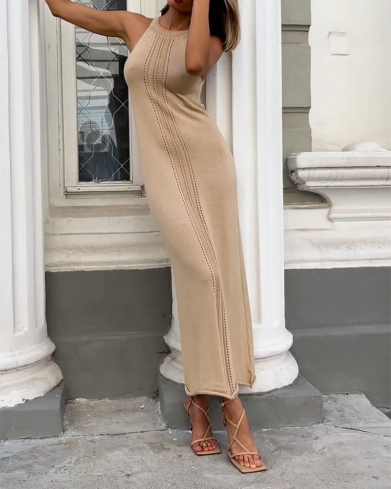 Round Neck Sleeveless Sweater Dress